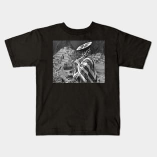 Flute Player at Machu Pichu Kids T-Shirt